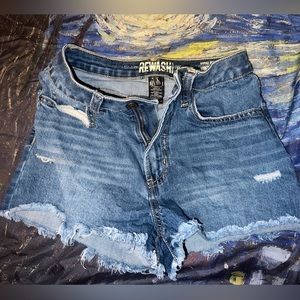 REWASH high rise distressed denim shorts
